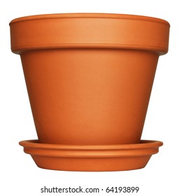 Empty Flower Pot Isolated On White