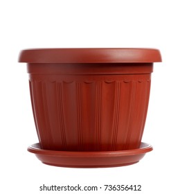 Empty Flowerpot Isolated On White Background.