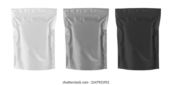 Empty foil for food or beverages Packaging with valve and seal insulated on white  - Shutterstock ID 2147921951