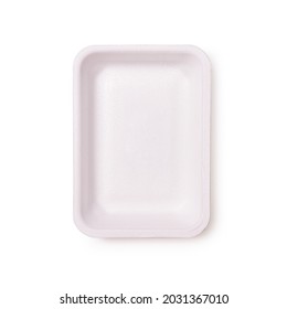 Empty Food Grade Plastic Polystyrene Tray With Clipping Path. View From Above