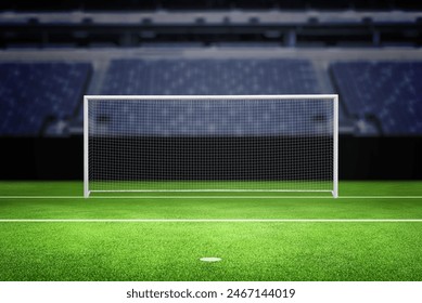 Empty football goal in the stadium, perfect for background or text and product promotion, showcasing a sports-themed atmosphere - Powered by Shutterstock