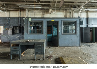 Empty Foreman Office In Abandoned Factory In The Deep South