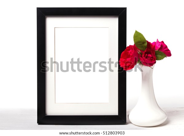 Download Empty Frame Mockup Red Roses Vase Stock Photo (Edit Now ...