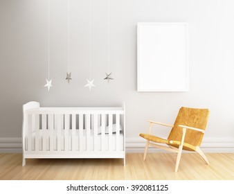 Empty Frame Poster With Nursery Background