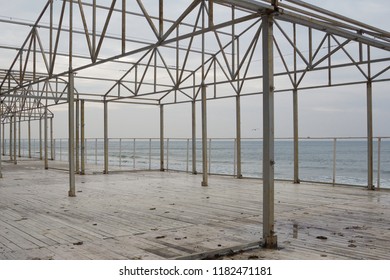 empty framework of the building on the beach
