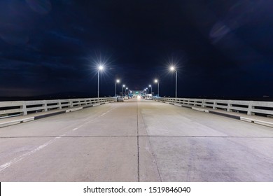 Empty Freeway At Bangpoo, Thailand  Without People In Night.