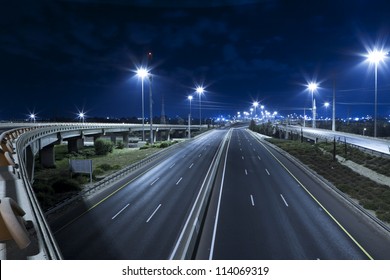 Empty Freeway At Night