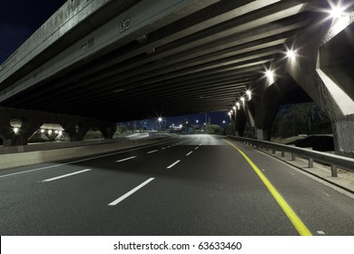 Empty Freeway At Night