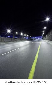 Empty freeway at night