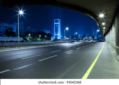 Empty Freeway At Night