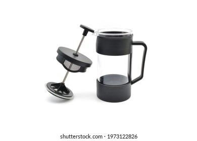 Empty French Press Isolated On White Background