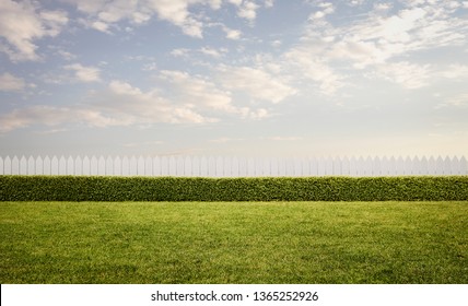 Empty front or back yard at the sunset with copy space - Shutterstock ID 1365252926
