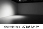 Empty gallery spotlight with dramatic modern art space, and spotlight illumination.