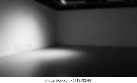 Empty gallery spotlight with dramatic modern art space, and spotlight illumination.