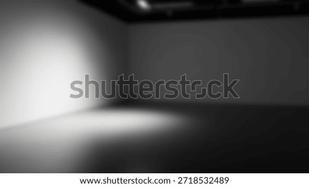 Empty gallery spotlight with dramatic modern art space, and spotlight illumination.