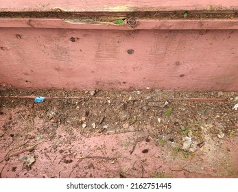 An Empty Garbage Bin With Lots Of Gunk Left In It.