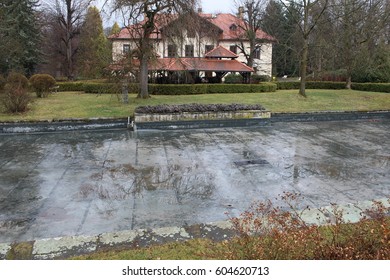 Empty Garden Pond In The Park