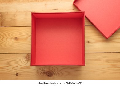 Empty Gift Box On A Wooden Background