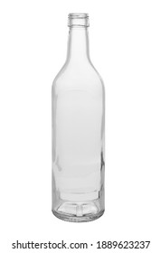 Empty Glass Bottle For Alcohol. Isolated On A White Background.