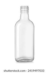 empty glass bottle isolated on white background