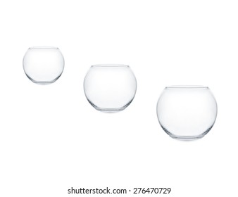 Empty glass bowls isolated on white