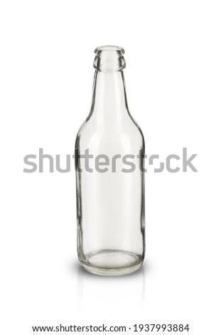 empty glass drink bottle on white background