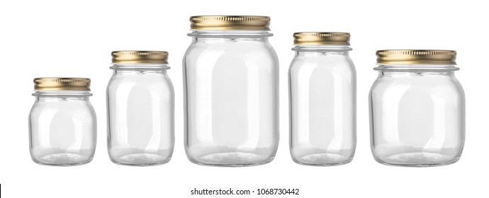 empty glass jar isolated on white background - Shutterstock ID 1068730442