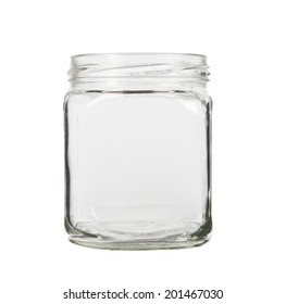 Empty Glass Jar Isolated On White 