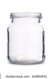 Empty glass jar isolated on a white background - Shutterstock ID 363896951