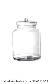 Empty Glass Jar Isolated On White Background