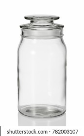 Empty glass jar isolated on white background - Shutterstock ID 782003107