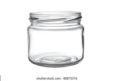 Empty Glass Jar Isolated On White Background