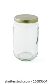 Empty Glass Jar With Lid On White Background