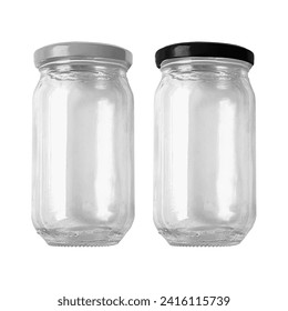 Empty glass jar mockup isolated.