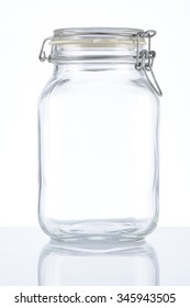 Empty Glass Jar On White Background