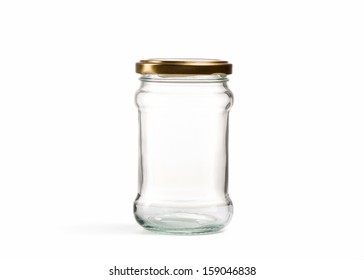 Empty Glass Jar Over White Background