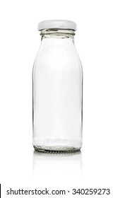 Empty Glass Packaging Bottle For Milk Product Isolated On White Background