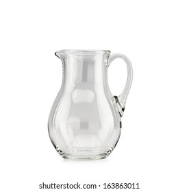 Empty Glass Pitcher On White Background Isolated