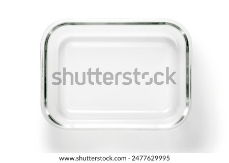 Empty glass rectangular food container on white background, Top view