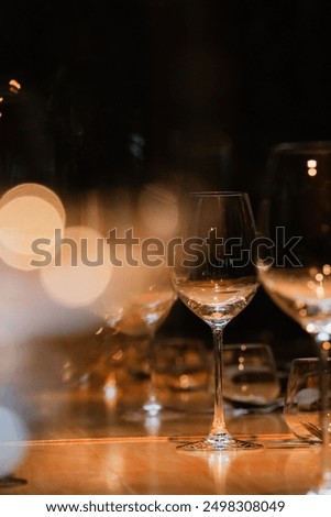Empty glass in a restaurant Setting the table for a celebration in a fancy restaurant