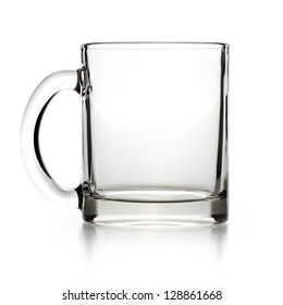 empty glass teacup on white background
