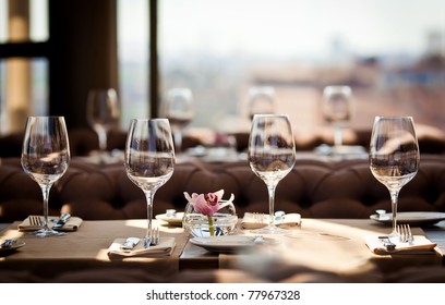 Empty Glasses In Restaurant