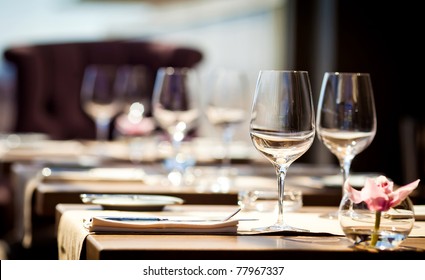 Empty Glasses In Restaurant