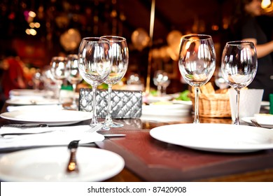 Empty Glasses In Restaurant