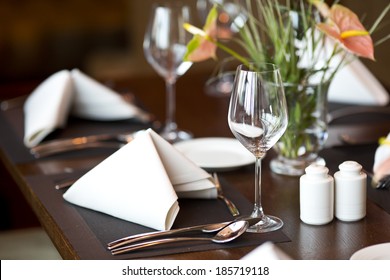 Empty Glasses Set In Restaurant 