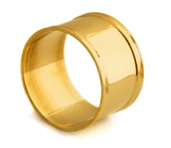 Empty Golden Napkin Ring Isolated On White