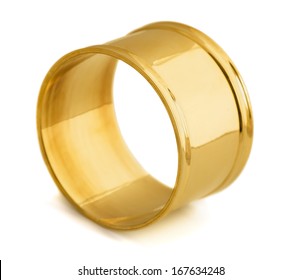 Empty Golden Napkin Ring Isolated On White