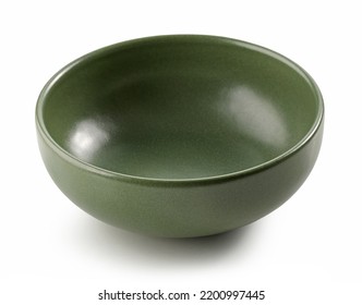 empty green ceramic bowl isolated on white background