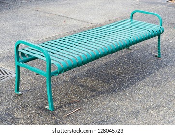 Empty Green Metal Bench