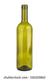 Empty Green Wine Bottle Isolated On White